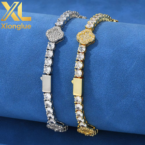 Luxury Paved CZ Zirconia Clover Tennis Bracelet with Claw Setting Plated High Quality Copper for <b>Men</b> and Women - Product Image 6
