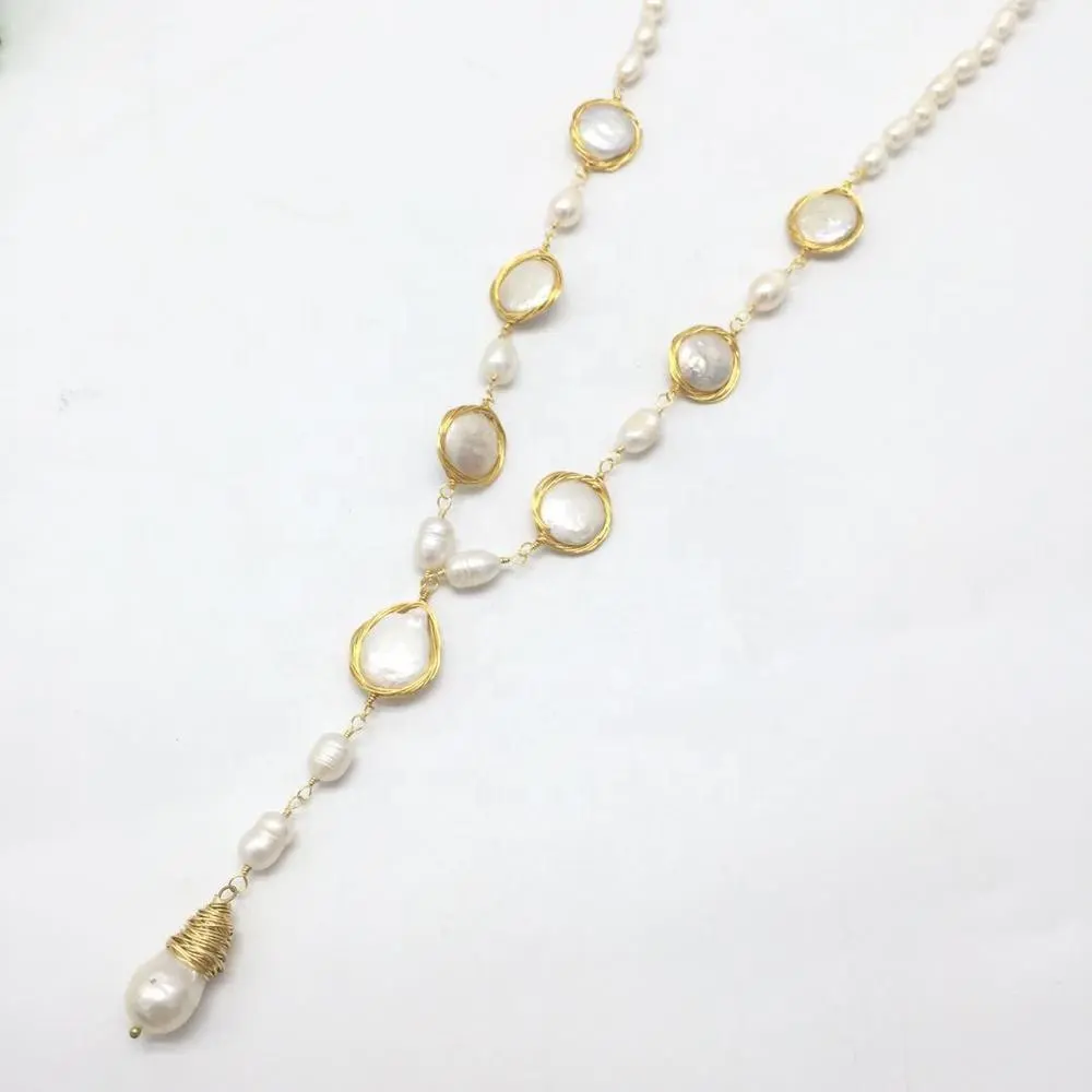 Factory directly sale fashion new arrival long baroque pearl pendant necklace