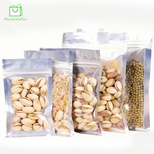 Kantong Plastik PE Custom Clear Front Silver Back Resealable Zipper Nuts dengan Gusset Samping, Model Stand Pouch untuk Kemasan Makanan Ringan dan Permen, Segel 3 Sisi - Product Image 2