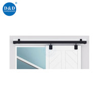 Kits de rails de porte de grange robustes de style industriel, kits de quincaillerie noire pour porte de grange coulissante, roulettes de porte coulissante suspendues