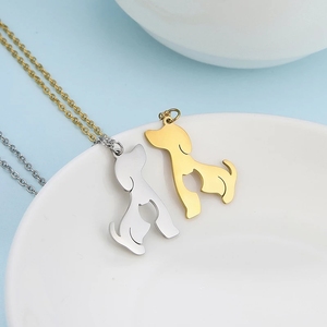 Hot Sales Trendy Gold Farbe Edelstahl Link Kette Halskette Niedlichen hohlen Hund Haustier Tier Anhänger Frauen Geschenk Schmuck - Product Image 2