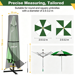 Funda para Sombrilla de Patio, Impermeable, con Cierre para Fácil Instalación, Compatible con Sombrillas de Mercado - Product Image 5