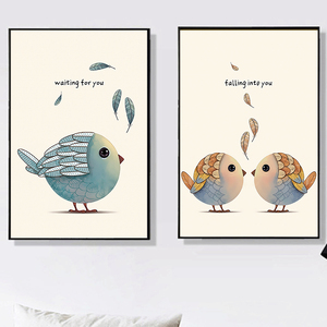 Dessin animé <span class=keywords><strong>oiseaux</strong></span> <span class=keywords><strong>plumes</strong></span> toile imprimé <span class=keywords><strong>peinture</strong></span> maison chambre <span class=keywords><strong>d</strong></span>'enfants image Art <span class=keywords><strong>d</strong></span>écor <span class=keywords><strong>peinture</strong></span> à l'huile <span class=keywords><strong>sur</strong></span> toile affiches et imprimés Art Pict - Product Image 2