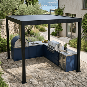Cocina Exterior de Diseño Moderno al por Mayor, Cocina de Patio de Acero Inoxidable con Pabellón de Láminas Ajustables Eléctricas - Product Image 1