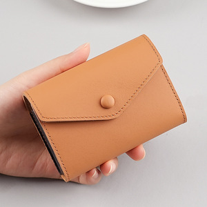 Porte-cartes de visite et d'identité en cuir pleine fleur couleur unie unisexe, porte-cartes de crédit, accessoire de sac pour cartes d'organisme de commerce extérieur, porte-clés - Product Image 5