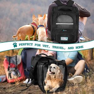 Transportín de mascotas de muestra gratuita para mascotas pequeñas de hasta 15 libras-Bolsa de lado suave aprobada por la aerolínea, plegable y cómoda para gatos/cachorros - Product Image 2