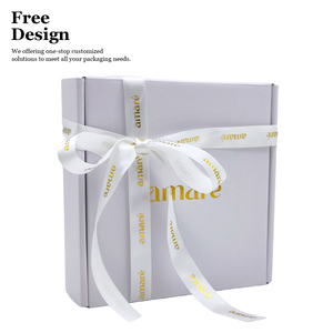 Đồ trang sức sang trọng verpackung lá vàng dập nóng nước hoa trắng cosmétique đồ trang sức giấy vận chuyển bao bì hộp với Ribbon - Product Image 3