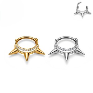 Anillo de Titanio G23 para Oreja y Nariz, Piercing de Cono Puntiagudo con Zirconia Cúbica, Aro con Bisagra, Segmento Clicker, Joyería para Piercing Corporal de Cartílago - Product Image 1