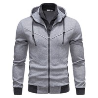 Nouveau Cardigan Zippé à Capuche Slim Fit Bicolore pour Homme, Style Décontracté, Idéal pour le Commerce International (ODM) - Motif Cœur