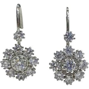 925 <b>Silver</b> Gold Plated 2.0Ct Floral Design <b>Stud</b> Earrings Antique Cluster Moissanite Women's Trendy - Product Image 3