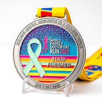 Médaille ronde en alliage de zinc, ruban de sensibilisation à la santé mentale, médaille personnalisée pour la course caritative, médaille à thème médical avec ruban imprimé