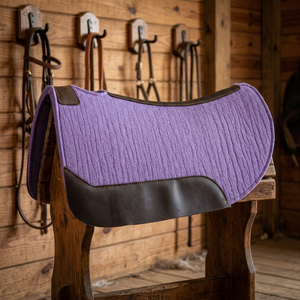 Tapis de selle rose en cuir de vachette pour l'équitation western, avec doublure polycoton, extérieur en coton et rembourrage en laine pour l'équitation - Product Image 3