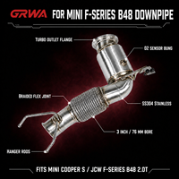 GRWA Downpipe Catalyzed Personnalisé B48 pour BMW MINI Cooper S JCW F-Series 2.0T 3 Pouces SS304 Tuyaux d'Échappement Performance