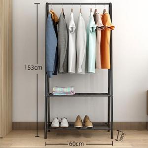 ราวแขวนเสื้อและที่แขวนของแบบตั้งพื้น ดีไซน์ประหยัดพื้นที่จากพื้นถึงเพดาน ผลิตจากโลหะผสมสังกะสีทันสมัย สำหรับจัดเก็บในห้องนั่งเล่น - Product Image 3