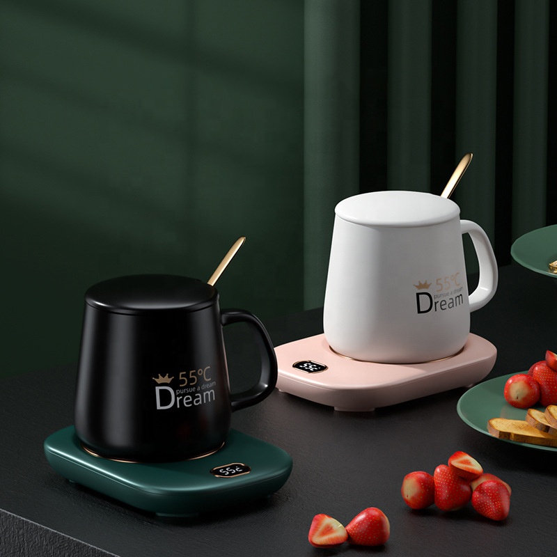 2023 scaldabattini Smart elettrici con termostato USB tazza da caffè riscaldata e Set scaldino per regalo 55 gradi latte in ceramica 15w