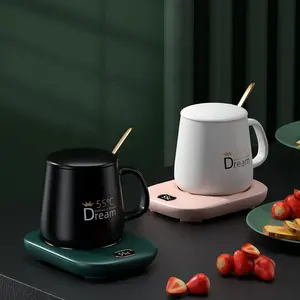 2023 Hot Sell Electric Smart Cup Wärmer mit Thermostat USB beheizte Kaffeetasse und Wärmer Set für Geschenk 55 Grad Keramik milch 15w