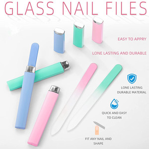Herramienta de manicura de fábrica directa, lima de uñas de cristal de doble cara grabada, colorida, con estuche - Product Image 3