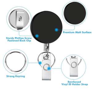 Vendita calda pesante supporto distintivo in plastica avvolgitore carta d'identità in acciaio cavo retrattile portachiavi auto - Product Image 5