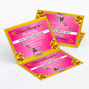 Cartes de remerciement personnalisées de luxe pliées avec paillettes pour petites entreprises, inserts d'emballage avec logo et <span class=keywords><strong>code</strong></span> promotionnel - Product Image 2
