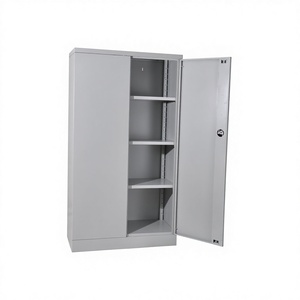Armoire de rangement métallique moderne à 2 portes, 4 étagères, en acier durable, idéale pour le bureau, la maison, la chambre ou l'entrepôt – Meilleure vente - Product Image 2