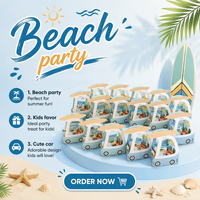 24 boîtes de cadeaux pour fête sur le thème du surf, sacs de goodies de plage, sacs de fête d'été pour centre de table de 1er anniversaire, fournitures de fête prénatale bohème bleue
