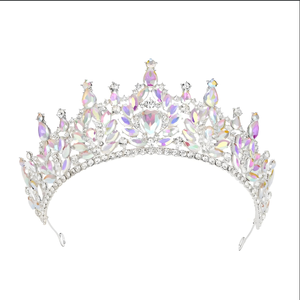 Coronas Tiaras Fiesta de cristal Corona azul Tiara Para Boda nupcial Prom Cumpleaños Cosplay Halloween Accesorios para el cabello - Product Image 5