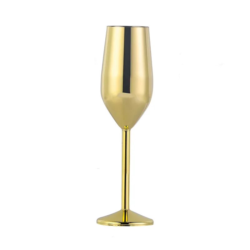 Hot Sale Gold Champagne Flutes Glass Shatterproof Stainless Steel Sparkling Wine Glass