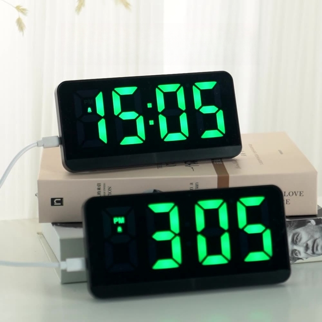 Small Modern LED Alarm Clock for Living Room Simple Operation Digital Clock with USB Charging Bedside Desk & Mirror Gift