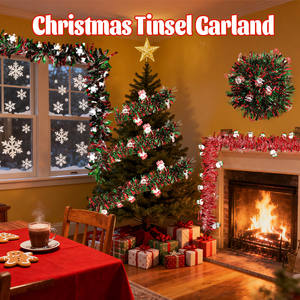 Guirlande de ruban de Noël rouge et verte de 2 m pour les arrangements de fête, vente en gros d'usine, décoration de Noël - Product Image 1