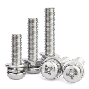 304 Stainless Steel Round Head Phillips Combination <b>Screws</b> with Washers M2 M2.5 M3 M4 <b>M5</b> M6 M8 - Product Image 2