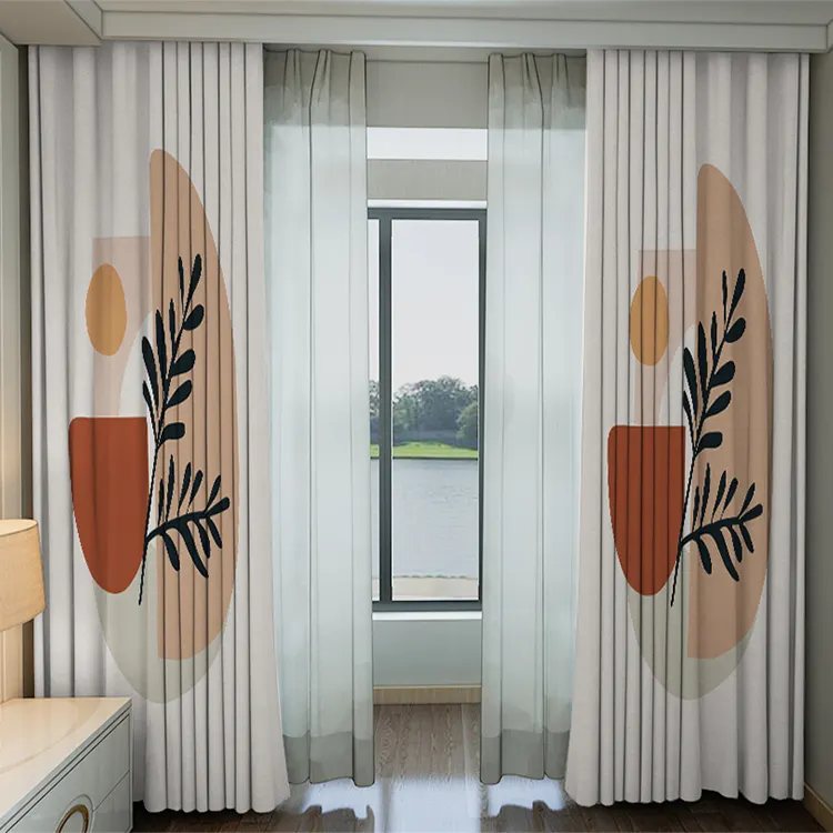 Printed curtains living room European-style simple curtains luxury atmosphere modern bedroom shade cloth customization