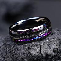 Bague en acier tungstène pour homme, opale, fibre de carbone, météorite, plaqué noir, haute dureté, bijoux tendance