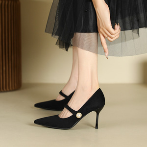 Escarpins en daim confortables et légers à talon moyen de 6 cm pour femme, antidérapants, pour fêtes et mariages, printemps, été, automne - Product Image 3