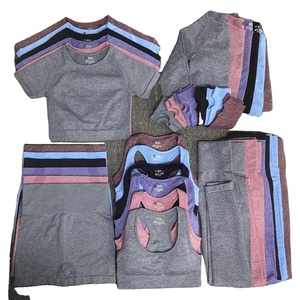 Conjunto de Top corto y mallas, ropa deportiva, conjunto deportivo, chándal para mujer, ropa de entrenamiento para gimnasio, Sujetador deportivo, pantalones cortos, mallas superiores de policía - Product Image 1