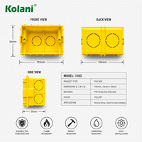 Caja de Conexiones Doble de PVC Amarillo Brillante Kolani de 2x4 Pulgadas, Caja Trasera para Montaje Empotrado y en Superficie con Tuerca Metálica Integrada