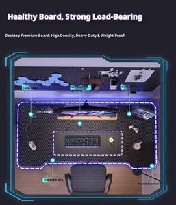 Table <span class=keywords><strong>d</strong></span>'<span class=keywords><strong>angle</strong></span> ergonomique de luxe moderne noire pour PC <span class=keywords><strong>Gamer</strong></span> – <span class=keywords><strong>Bureau</strong></span> de jeu pour ordinateurs – Vente en gros à prix réduit - Product Image 2