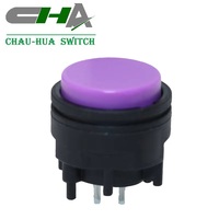 Interrupteur à bouton-poussoir à trou traversant CHA C3002A-C1 Series, bouton violet et corps noir