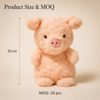 Peluche Cochon Super Douce en Peluche Courte 20cm, Rembourrée en Coton PP, Poupée en Fourrure Bouclée pour Assortiment de Magasin de Cadeaux et Vente au Détail