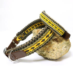 Handgemaakte Luxe Halsband Voor Kleine Grote Rassen Geel Paracord Gepersonaliseerde Kenmerken Lederen Materiaal Voor Het Trainen Van Huisdier Halsband - Product Image 2
