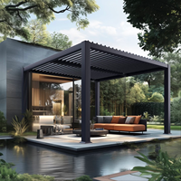 Pergola extérieure motorisée en aluminium électrique avec toit à lames orientables, résistante à la pluie, pour jardin, gazebo, cour et balcon
