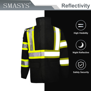 Bán lẻ bền Oxford khả năng hiển thị cao làm việc màu đen an toàn dành cho người lớn không thấm nước Áo Mưa Windproof phù hợp với áo khoác và quần thiết lập - Product Image 4