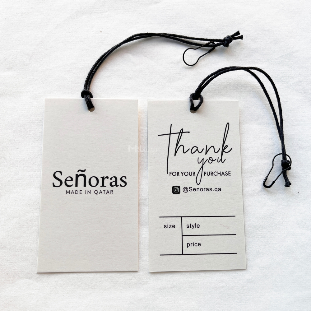 Custom hang Tags Beige Price Tag Cream-paper Matte Paper Hand Tags Foil Gold logo Custom Label Swing Ticket for Clothing
