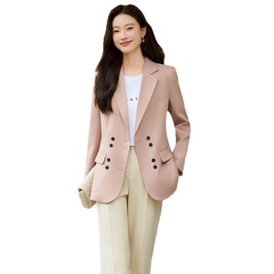 Women's Blazer Single Gray Solid Color Worsted Anti-Wrinkle Casual Elegant Style - Product Image 5