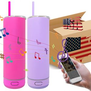 Vaso térmico inteligente para música de 20 oz, delgado y recto, con altavoz, para sublimación en blanco, estilo macaron de color mate, para DIY, desde almacén de EE. UU. - Product Image 5