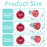 Bouton-poussoir d'arrêt d'urgence en acier inoxydable LED 16 mm, corps court, étanche, à verrouillage, 12V 24V