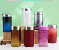 Bouteilles d'emballage en verre dépoli cylindriques épaissies de 180 cc avec couvercle scellé pour huile de poisson, compléments alimentaires, comprimés, capsules et bonbons