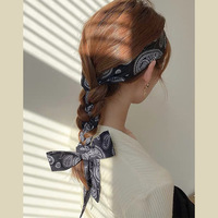 Tschick Romantique Foulard En Soie Cheveux Corde Fille Accessoires Rétro Arc Anneau De Cheveux En Mousseline De Soie Élastique Bandes De Cheveux Ruban Cercle