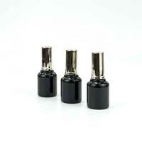Emballage en verre de vernis à ongles personnalisé OEM direct d'usine Bouteille cylindrique vide noire avec couvercle et brosse