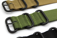 1,5mm Dickes Gym-Sport-Armband aus Nylon, PVD Sandgestrahlt Matt Schwarz 3-Ring Khaki Grün 22mm Einlagiges Weiches Smartwatch-Armband