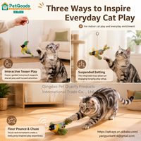 Jouet interactif pour chat en forme d'oiseau chiaquant, avec herbe à chat, plumes et mouvements simulés, 3 couleurs, pour une interaction vidéo facile, faible MOQ, personnalisable